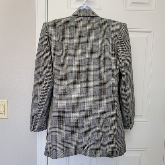 Sasson Vintage 90s Wool Blend Women's Blazer Glen Check Double Breasted Size 6 - Picture 6 of 11